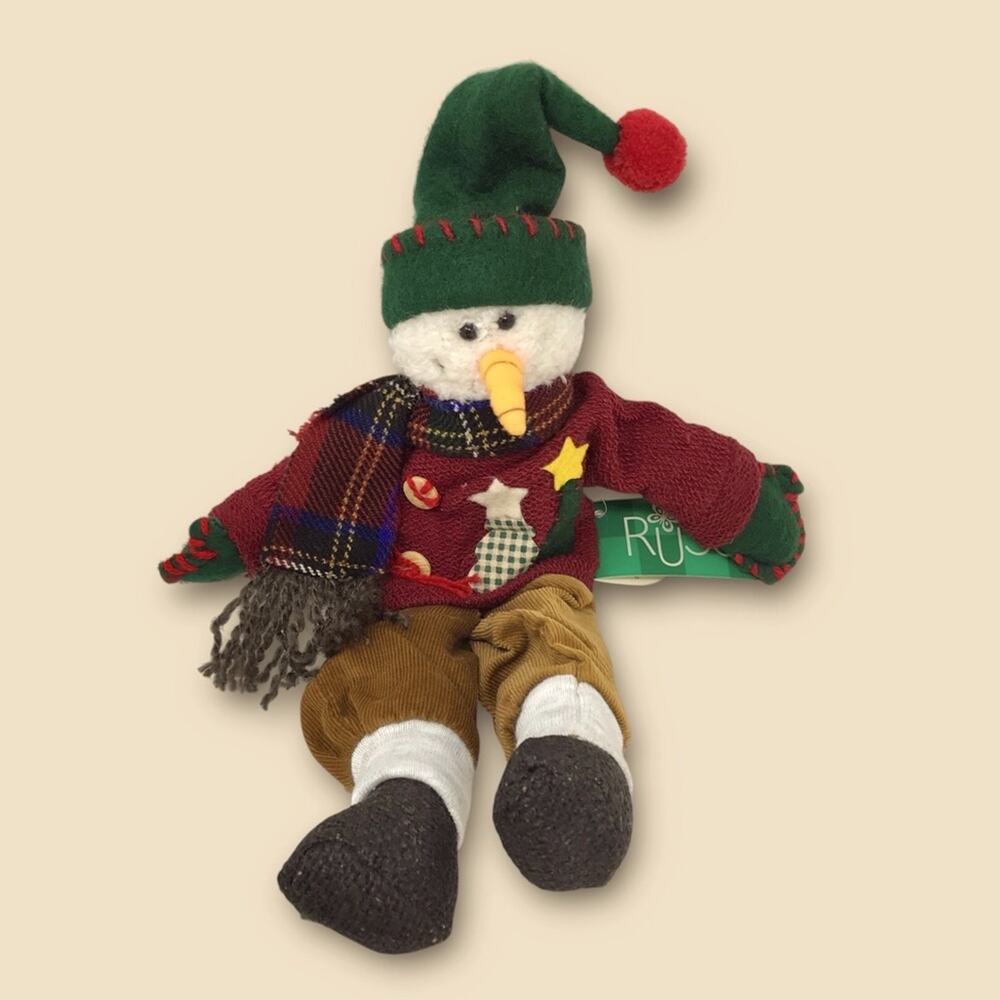Russ NWT Country Snowman Glisten Plush Christmas Beanie